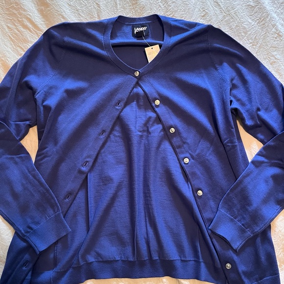 Land’s End Blue Cardigan Sweater - Picture 1 of 6